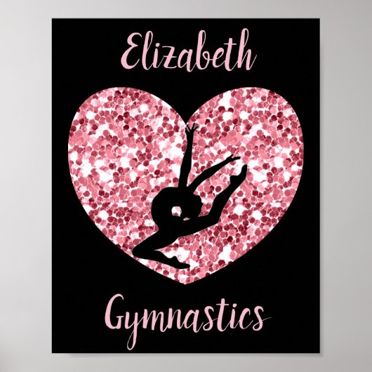Girls Gymnastik Rose Gold Personalisiert Poster (Vorne)