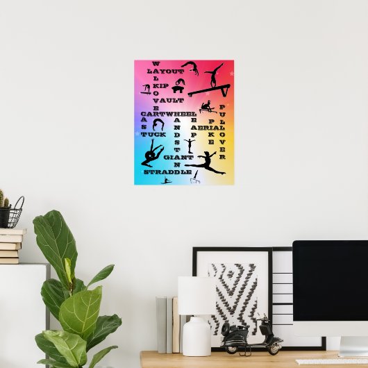 Girls Gymnastik Skills Crosswords Poster (Heimbüro)