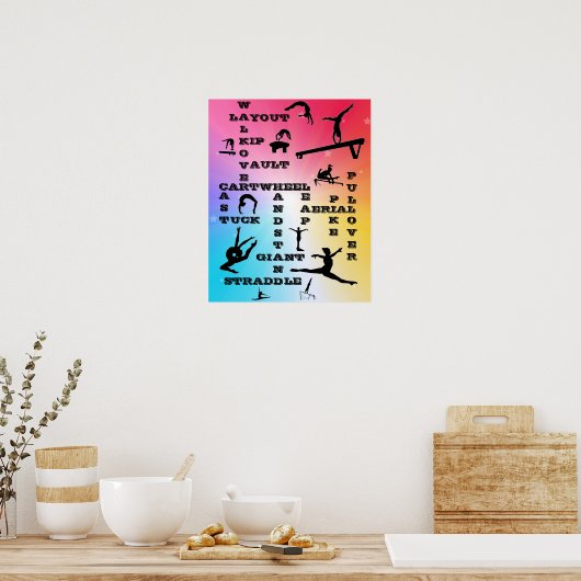 Girls Gymnastik Skills Crosswords Poster (Küche)