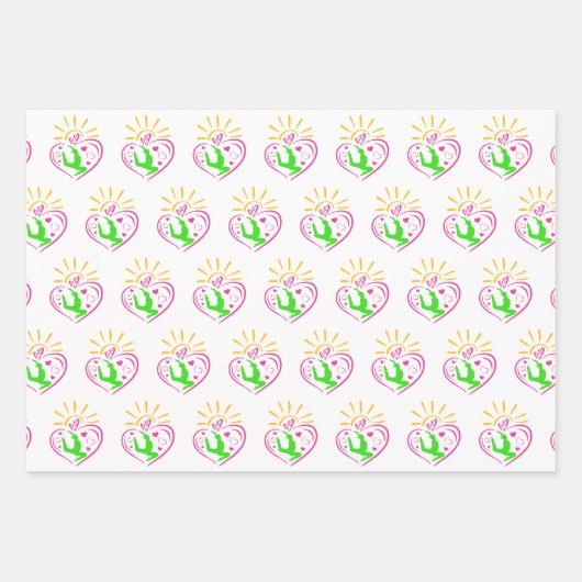 Girls Gymnastik - Sommer Sonnenschein Herz Geschenkpapier Set (Vorderseite)