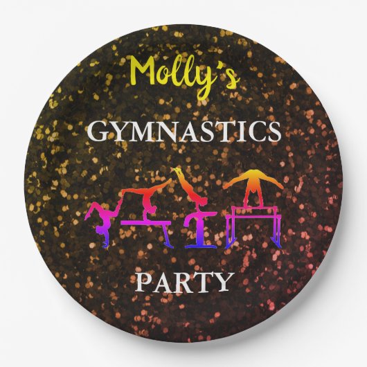 Girls Gymnastik Sparkle Geburtstagsparty Custom Pappteller (Vorderseite)