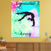 Girls Gymnastik Wasserfarbe mit schwebenden Herzen Leinwanddruck (Insitu (Wohnzimmer))