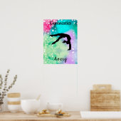 Girls Gymnastik Wasserfarbe mit schwebenden Herzen Poster (Küche)