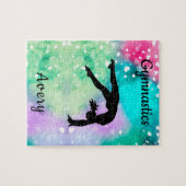 Girls Gymnastik Wasserfarbe mit schwebenden Herzen Puzzle (Horizontal)