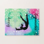 Girls Gymnastik Wasserfarbe mit schwebenden Herzen Puzzle (Horizontal)