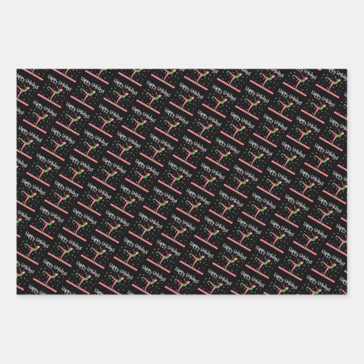 Girls Gymnastik Weihnachtself Geschenkpapier Set (Vorderseite 3)