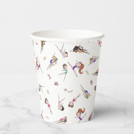 Girls Gymnastik White Birthday Party Paper Cups Pappbecher (Rechts)