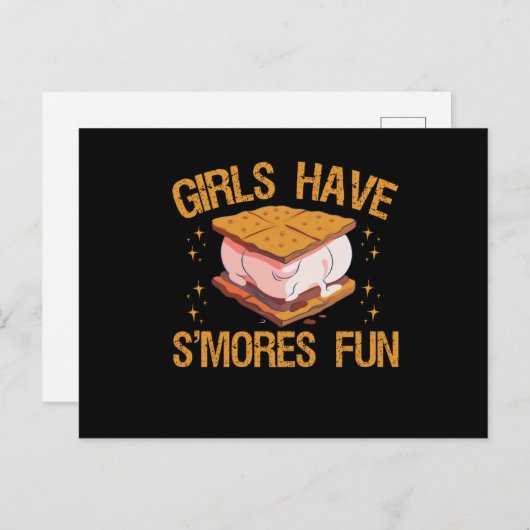 Girls haben Spaß beim Camping Postkarte (Vorne/Hinten)