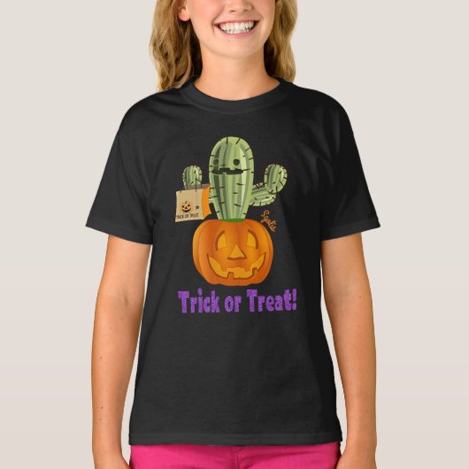 Girls Halloween Cactus T-Shirt (Vorderseite)