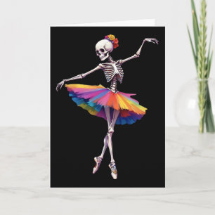 Girls Halloween Dancing Skeleton Rainbow Lle Karte