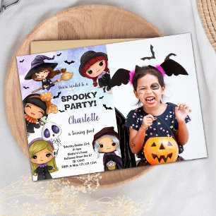 Girls Halloween Geburtstagseinladungen mit Foto Einladung