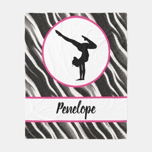 Girls Handstand Zebra Print Imitate Fur Fleecedecke (Vorderseite)