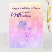 Girls Happy 14. Geburtstag Gruß Karte (Gelbe Blume)