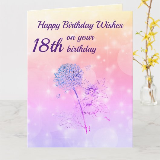 Girls Happy 18. Geburtstag Gruß Karte (Gelbe Blume)