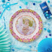 Girls Happy Birthday Summer Pink Star Custom Age Pappteller (Party)