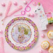 Girls Happy Birthday Summer Pink Star Custom Age Pappteller (Party)