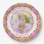 Girls Happy Birthday Summer Pink Star Custom Age Pappteller (Vorderseite)
