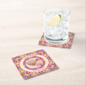 Girls Happy Birthday Summer Pink Star Custom Age Rechteckiger Pappuntersetzer (Vor Ort)