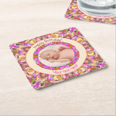 Girls Happy Birthday Summer Pink Star Custom Age Rechteckiger Pappuntersetzer (angewinkelt)