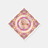 Girls Happy Birthday Summer Pink Star Custom Age Serviette (Ecke)