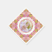 Girls Happy Birthday Summer Pink Star Custom Age Serviette (Ecke)