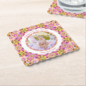 Girls Happy Birthday Summer Pink Star Custom Age Untersetzer (angewinkelt)