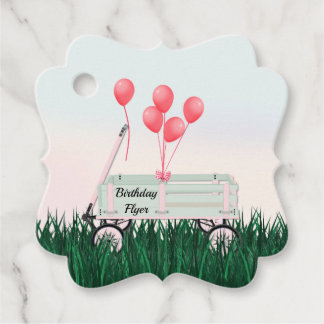 Girl's Happy Birthday Wagon Balloons Geschenk Tags Geschenkanhänger