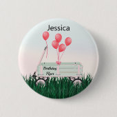 Girl's Happy Birthday Wagon Button Button (Vorderseite)