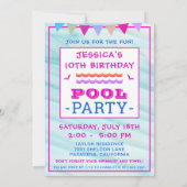 Girl's Happy Fish Pool Party Geburtstag Einladung (Rückseite)