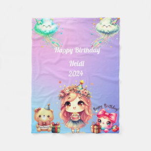 Girl's Happy Geburtstag Fleecedecke