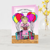 Girl's Happy Geburtstag Karte (Gelbe Blume)