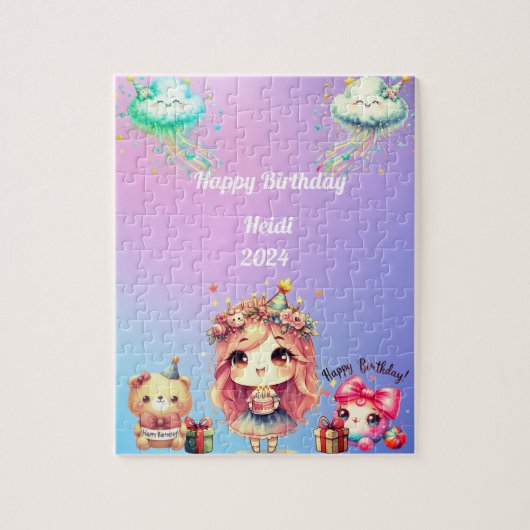 Girl's Happy Geburtstag Puzzle (Vertikal)