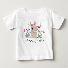 Girls Happy Oster Bunny Floral Spring Baby T-shirt