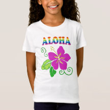 Girls Hawaiian Hibiskus Blume T - Shirt