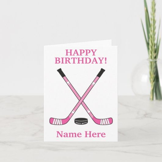 Girls Hockey Birthday Pink Hockey Sticks Karte (Vorderseite)
