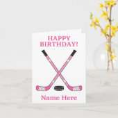 Girls Hockey Birthday Pink Hockey Sticks Karte (Gelbe Blume)
