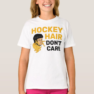 Girls Hockey Hair Don't Care Blonde T - Shirt