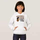 Girls Hockey Hair Keine Sorge Brünett Hoodie (Vorne ganz)