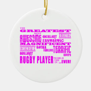 Girls Hockey: Rosa Bester Rugby-Player Keramikornament