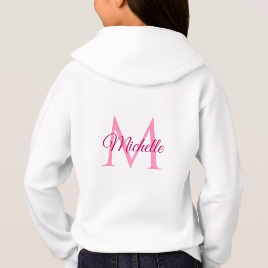 Girls Hoodie Doppelseitiger Monogram Name White Pi (Rückseite)