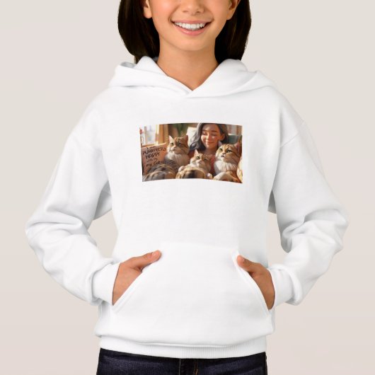 Girls Hoodie - "Ich bin mit meinen Katzen wirklich (Vorderseite)