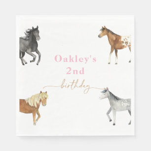 Girl's Horse Birthday Party Napkins Serviette
