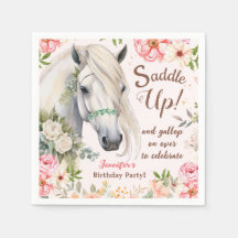 Girls Horse Birthday Party Paper Napkin