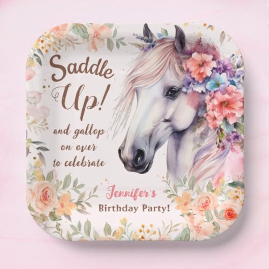 Girls Horse Birthday Party Paper Teller