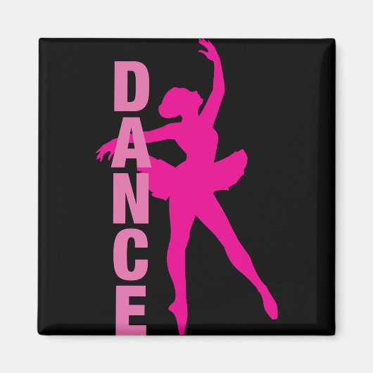 Girls Hot Pink Ballerina Tanz Magnet (Vorne)