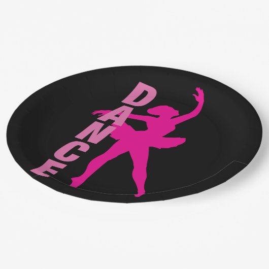Girls Hot Pink Ballerina Tanz Pappteller (Schrägansicht)