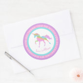 Girls Hübsch Unicorn Name Geburtstag Danke Runder Aufkleber (Umschlag)
