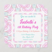 Girl's Hübsche Pastellfarben Rosa Delikate Grün Ge Einladung (Vorne/Hinten)