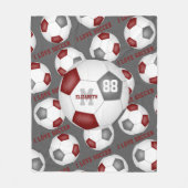 Girls I Liebe Fußball-Mantra-Maroon Fleecedecke (Vorderseite)