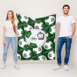 Girls I Liebe Fußball Sportmantra grün grau Fleecedecke